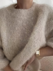 Women's Plush Sweater, High-Quality Alpaca Alpaca Material, Elegant Women's Wear, Essential for Outings, Comfortable and Fitted, Autumn and Winter