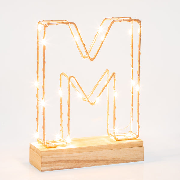 Light Up Letter | LED Alphabet Wire Frame Letter Lights | Rose Gold Copper Initials | Personalised Lighting | Battery Powered | For The Office Living Room Bedroom | Gift For Her