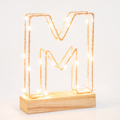 Light Up Letter | LED Alphabet Wire Frame Letter Lights | Rose Gold Copper Initials | Personalised Lighting | Battery Powered | For The Office Living Room Bedroom | Gift For Her