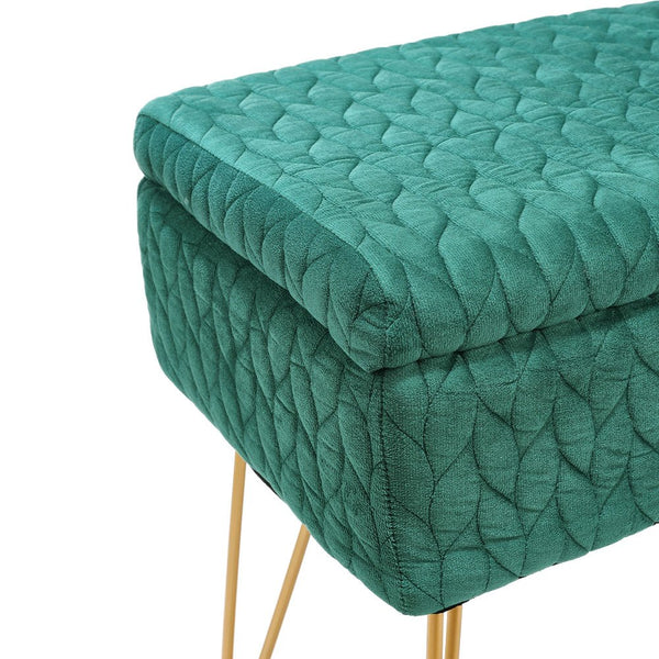 Padded Storage Footstool, Living Room Side Table with Tray, Sofa Footstool, Bedroom Dressing Stool - Features Large Built-in Storage, Non-Slip Metal Hairpin Legs, Includes Tray, Suitable for Living Rooms, Bedrooms, Hallways