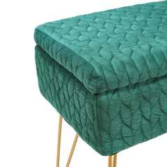 Padded Storage Footstool, Living Room Side Table with Tray, Sofa Footstool, Bedroom Dressing Stool - Features Large Built-in Storage, Non-Slip Metal Hairpin Legs, Includes Tray, Suitable for Living Rooms, Bedrooms, Hallways