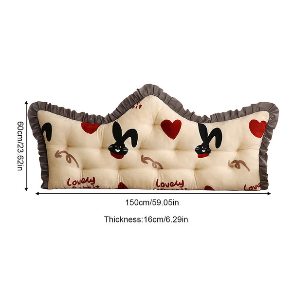 Luxurious Headboard Backrest Cushion with Ruffle Trim - Love Rabbit, Large Backrest Pillow, Princess-style Crown-Shaped Reading Cushion, Perfect for Bedroom/Sofa/Chair/Home Decor