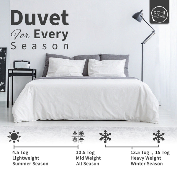 Rohi Anti-Allergy All Season Duvets | Fluffy & Breathable Hollowfibre Filled Duvets | Corvin Cover | 4.5 TOG | 10.5 TOG | 13.5 TOG | 15 TOG