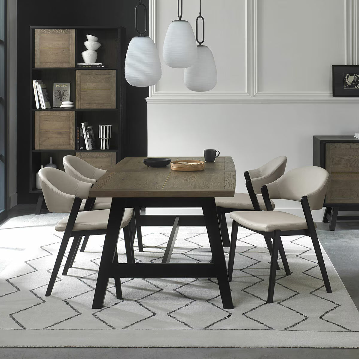 Bentley Designs Camden Weathered Oak & Peppercorn Extending Dining Table, Seats 4-6