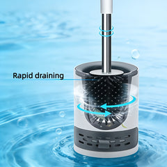 Soft Bristle Toilet Brush Bracket Set, Round Bathroom Toilet Cleaning Brush, Modern Design Deep Cleaning Toilet Brush, Sturdy Long Handle, Quick-drying Toilet Brush Set, White
