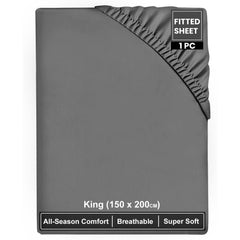 Super Dreamer Fitted Bed Sheets 100% Polyester, Available in Single, Double & King Sizes, Multiple Colours, Machine Washable, Soft & Durable, Perfect for a Cozy Night'S Sleep