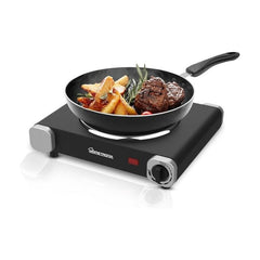 Portable Electric Hot Plate Single Hob, 1500W, Temperature Control, Ring Tabletop Stove for Cooking, Warming, Boiling, Frying – Ideal for Home & Caravan – Black