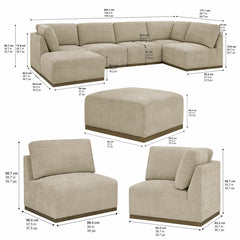 Henredon Murphy Taupe 6 Piece Modular Fabric Sofa