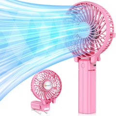 Versiontech Hand Held Fan,Portable Handheld USB Rechargeable Fans with 3 Speeds,Battery Operated Electric Powered Mini Foldable Desk Desktop Fans for Home Office Ceiling Travel Black