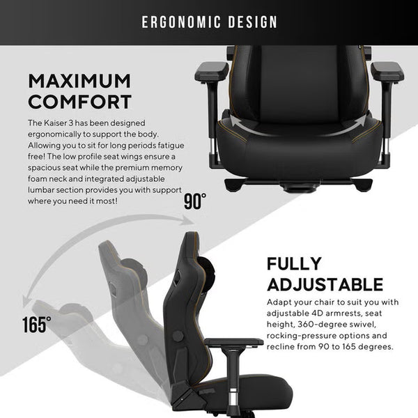 Anda Seat Kaiser Series 3 Large Gaming Chair, Black