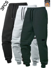 3-Pc Men'S Fall Winter Joggers with Patches on Knees