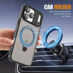 Phone Case - Matte Magnetic Stand Luxury Phone Case for Iphone 17, 16, 15 Pro Max Plus, Featuring a Large Ring Holder And Protective Cover