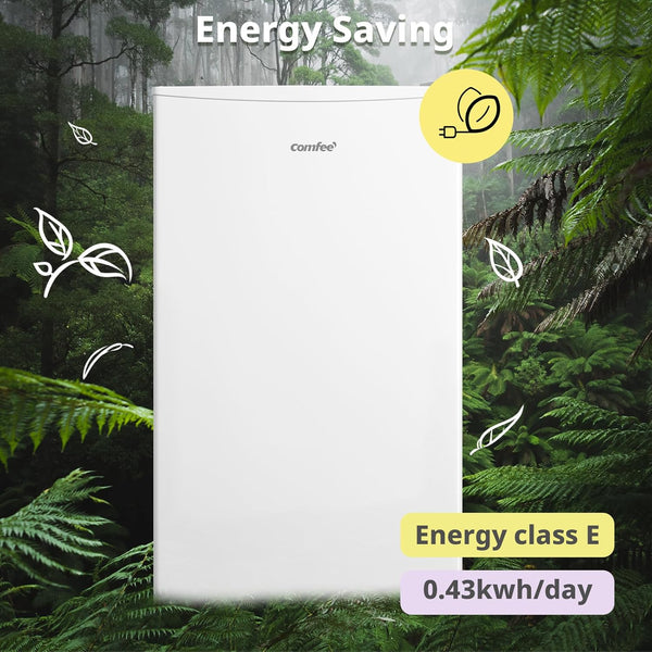 COMFEE' RCU60WH2(E) 60 Litre Freestanding under Counter, 48Cm Upright Freezer Adjustable Thermostat, Reversible Door, 4 Star Freezer Rating Drawer, White