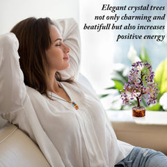 Amethyst Crystal Tree of Life – Natural Crystal Figurines, Crystals and Gemstones Trees Decor for Home Office Desk, Spiritual Feng Shui Ornament, Meditation Reiki Crystal Gift for Women and Men, Living Room Ornament, Gift Box Included with Mini Crystal Gu