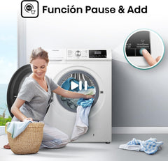Hisense WDQA8014EVJM 60Cm Freestanding 8 KG Front Load Washer Dryer - 1400 RPM - Pure Steam - Purejet - Pause and Add - Inverter Motor - White