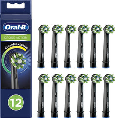 Oral-B Pro Cross Action Electric Toothbrush Head, X-Shape and Angled Bristles for Deeper Plaque Removal, Pack of 4 Toothbrush Heads, Black