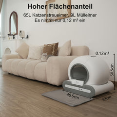 DOEL Self-Cleaning Cat Litter Box Automatic Cat Litter Box with Litter Mat And Trash Bags 65L Large Capacity Cat Toilet App Control 2.4G Wifi, Without Battery