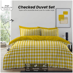 Gingham Moor Check Duvet Cover Set | Plain Reversible Microfibre Quilt Bedding with a Soft Lightweight Feel and Stylish Check Design | Ultra-Soft Matching Pillowcases for Everyday Bedroom Comfort | Available in Single, Double, King Sizes | Fast Dispatch f