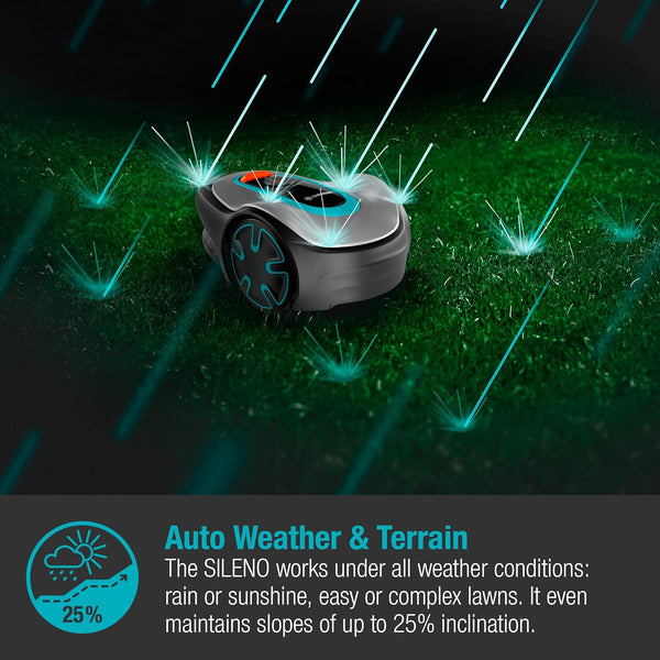 Gardena Robotic Mower SILENO Minimo 250 M²: Intelligent Lawn Mower with Excellent Connectivity, Programmable with the Gardena Bluetooth® App, Version with UK Plug(15201-28)