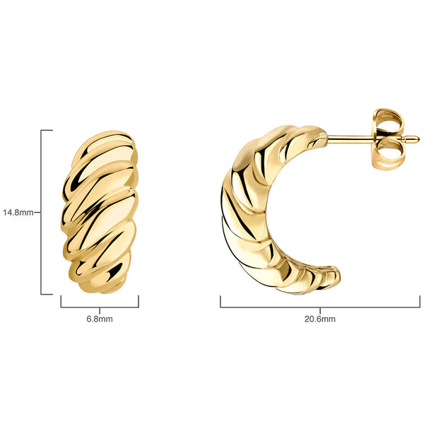 14Ct Yellow Gold Textured Stud Earrings