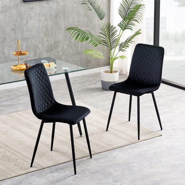 mcc direct Set of 2 Designer Velvet Chairs Fabric Dining Chairs with Metal Legs-Lexi Chairs