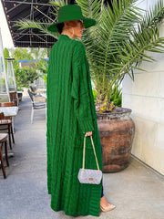 Women's Elegant Long Sweater Coat - Formal & Everyday Chic, Machine Washable Winter Outerwear with Side Pockets - Sophisticated Office to Party Outfits