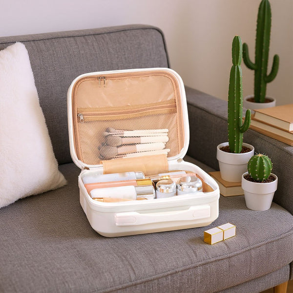 Portable Handheld Plastic Makeup Bag with Elastic Band & Zipper, Jewelry Box, Gift Box for Storing Souvenirs, Luggage Cart for Boarding The Aircraft, Multifunctional Suitcase with Internal Dividers, Can Hold Cosmetics, Towels, Toiletries