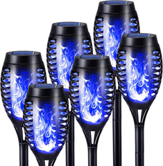 Geemoo 6 Pack Solar Flickering Dancing Flame Lights Waterproof Solar Torch Lights for Outdoor Garden Patio Pathway Yard Driveway Halloween Decorative