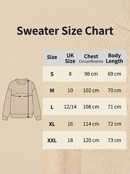 Ladies' Basic Long-Sleeve Sweater, Loose-Fit Top with Elegant Crew Neck.