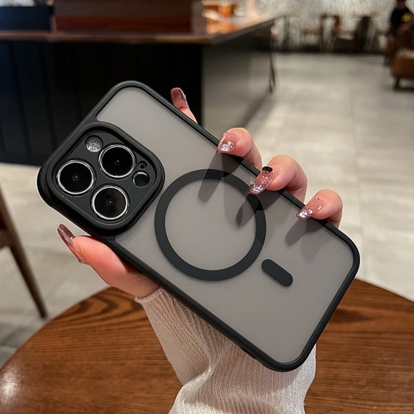 Phone Case - Premium Minimalist Frosted Skin-Feel Magnetic Phone Case - Fingerprint-Resistant, with Lens Protection, Wireless Charging Supported, Black Business-Style Protective Case for Iphone 17/16/15/14/13/12/11 Pro Max/Plus, Precise Cutouts