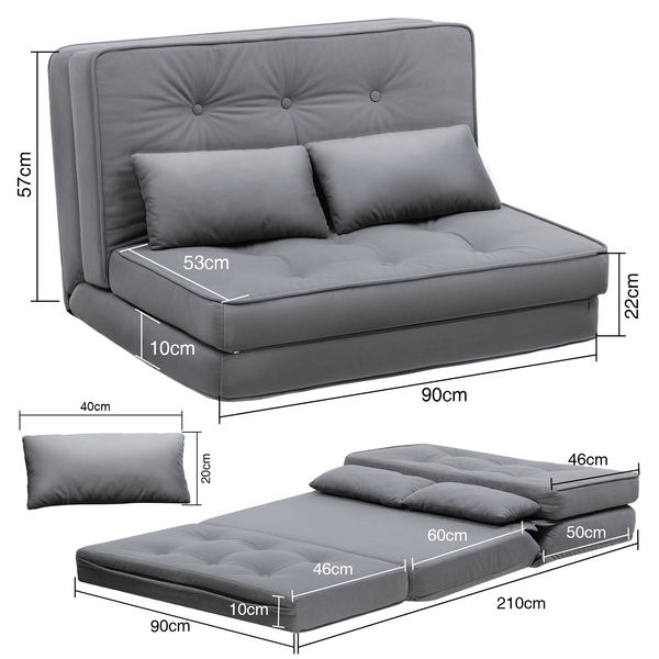 Folding Sofa Bed Adjustable Lazy Tatami Sofa Convertible Floor Couch 5 Levels Adjustable Backrest Lounge Chaise for Living Room Bedroom Guest Room