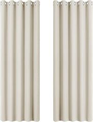 PONY DANCE Grey Blackout Thermal Insulated Curtains for Bedroom, 46 X 54 Inch Short Eyelet Curtains & Drapes, Soft Black Out 2 Panels for Window Living Room/Kitchen
