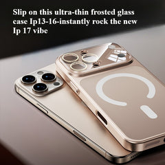 Full Coverage Magnetic Glass Phone Case Shockproof Drop Protection Ultra Thin Matte Finish Compatible with iPhone 17 16 15 Pro Max Series Models
