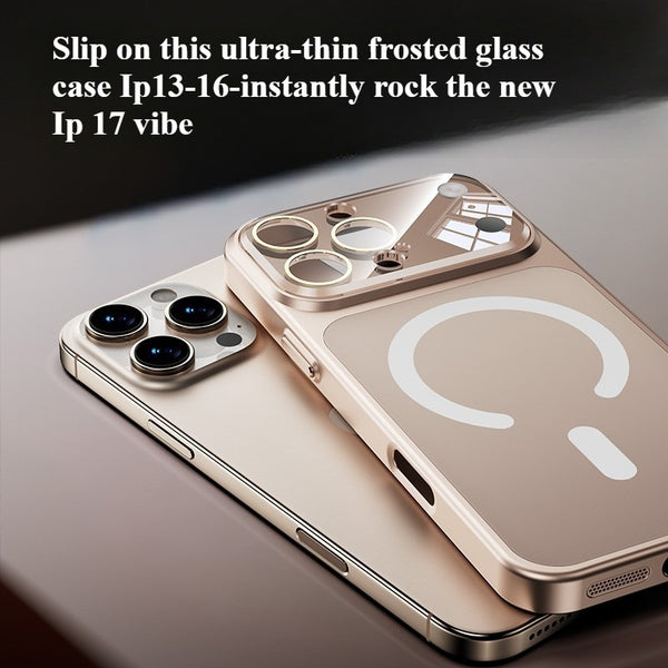 Full Coverage Magnetic Glass Phone Case Shockproof Drop Protection Ultra Thin Matte Finish Compatible with iPhone 17 16 15 Pro Max Series Models