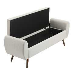 1pc Upholstered Bench Chiar With Storage Box, Padded Bench With Storage Space, Window Seat Bench, End of Bed Bench, Shoe Bench, Footstool With Wooden Legs For Hallway, Living Room, Bedroom, 153*46*54cm