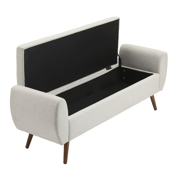 1pc Upholstered Bench Chiar With Storage Box, Padded Bench With Storage Space, Window Seat Bench, End of Bed Bench, Shoe Bench, Footstool With Wooden Legs For Hallway, Living Room, Bedroom, 153*46*54cm