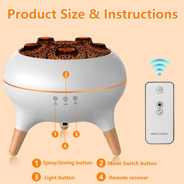 Essential Oil Diffuser for Bedroom, 250Ml Jellyfish Mist Flame Aromatherapy Air Humidifier, Aroma Diffuser with 8 Colour LED Lights, Timers, Waterless Auto Shut-Off