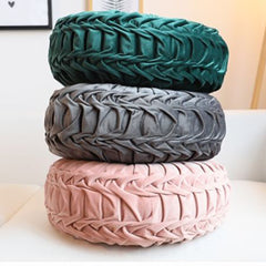 2pcs Premium Round Velvet Pumpkin-Inspired Pleated Waist Bolster Cushions in Dark Green - Exceptionally Plush & Chic Decorative Throw Pillows, Perfect for Sofa, Chair & Floor | Essential Soft Accent Pillows to Instantly Upgrade Easter & Home Decor (Size: