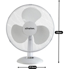 Schallen 16 Inch Electric Desk Fan Oscillating Table Fan 3 Speed Quiet Cooling Fan Adjustable Head Worktop Office Home Bedroom Air Circulator Fan Modern Design Portable Electric Desk Fan White Black or Grey UK Plug Summer Cooling Fan