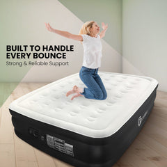 Casabella Air Bed - Airbed with Built-in Electric Air Pump, 3 Min Self-Inflating/Deflating Single Air Mattress with Flocked Surface, Portable Blow Up Mattress for Home, Camping & Guests (99x190+46cm)