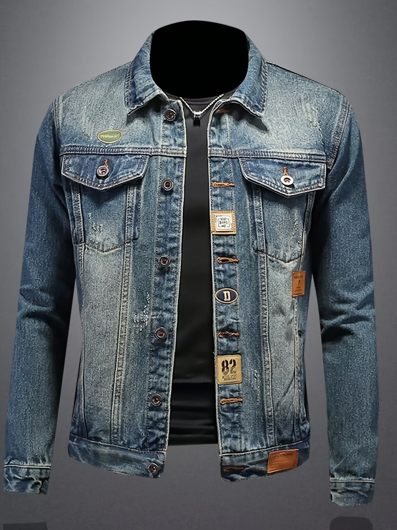 Geng Yuanshi Spring New Arrival Washed Denim Jacket for Men, Spring New Arrival Slim Fit Vintage  Denim Jacket for Men