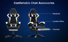 GartistGo Gaming Chair With footrest,Computer Chairs with Lumbar Cushion + Headrest, Height-Adjustable Office Chair for Adults, Girls, Boys