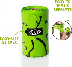 Pet Dog Poop Bags with Tie Handles Pack of 100 Green Unscented