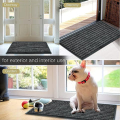 1pc Indoor/Outdoor Rug – 7 Stripe Polypropylene Woven Design with PVC Rubber Back – Heavy-Duty, Waterproof, Non-Slip Dirt-Grabber – Ideal for Entrance, Hallway, Kitchen, Living Room & High-Traffic Areas