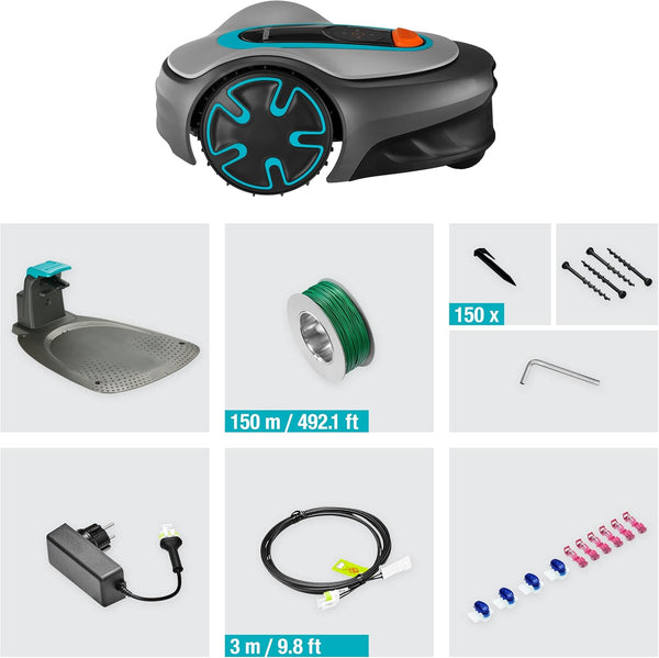 Gardena Robotic Mower SILENO Minimo 250 M²: Intelligent Lawn Mower with Excellent Connectivity, Programmable with the Gardena Bluetooth® App, Version with UK Plug(15201-28)