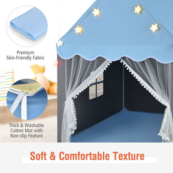 Large Kids Play House with Washable Mat and Star Lights