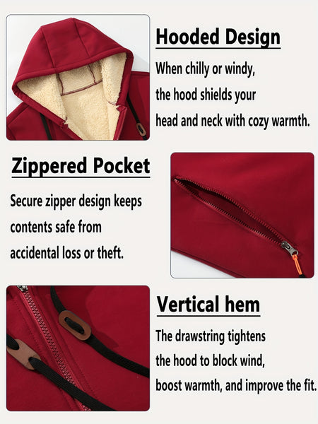 Men'S Cardigan Hooded Fleece Thickened Sweatshirt, Fashionable Fleece Warm Hoodie, Comfortable Loose Drawstring Hooded Sweatshirt, Autumn And Winter Men'S Clothing, Men'S Casual Hooded Sweatshirt with Zipper Pockets, Suitable for Winter And Autumn