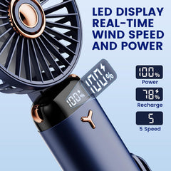 Handheld Fan Portable,Up to 13 Hrs 20DB Quiet Mini USB Rechargeable Hand Held Fans with Lanyard and Base, Battery Operated Electric Foldable Small Desk Fan with 5 Speed for Home Office Travel