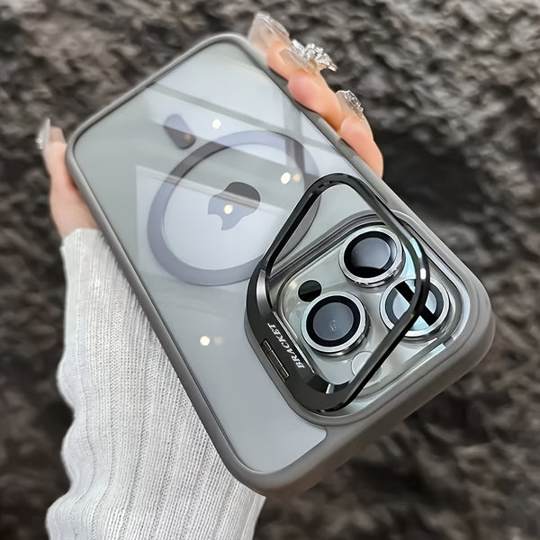 Phone Case: Stand Holder Cases for iPhone 16, 15, 14, 13, 12, 11 Pro Max Plus with Magsafe Magnetic Clear Camera Flip Cap Lens Protection Cover