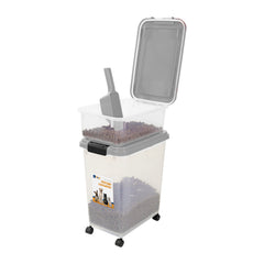 Taylor & Brown 3-Piece 50L Airtight Pet Food Storage Container Combo with Scoop and Treat Box for Dog Cat and Bird Food, Keep Pests Out, Translucent Body, Easy Mobility